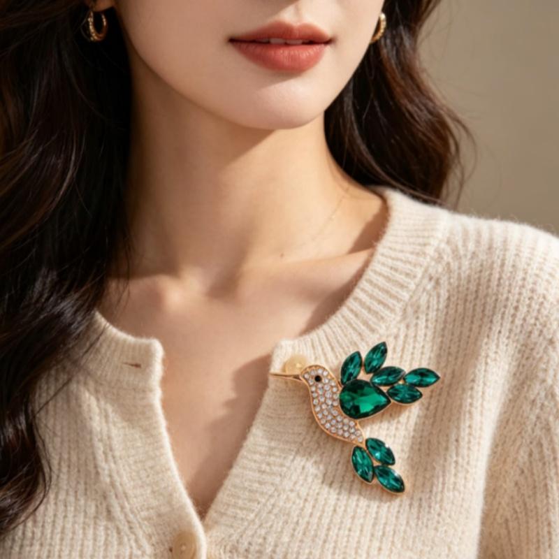 New Shiny Rhinestone Crystal Parrot Bird Brooch Vintage Animal Badge Lapel Pin Suit Coat Dress Party Jewelry Accessories Gifts