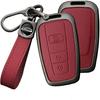 HIBEYO 3 Button Key Fob Cover Compatible With Toyota 4Runner 2016-2024 RAV4 Camry Prius Prado Key Leather & Alloy Key Cover Accessories With