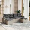6 Piece Outdoor Sofa Set with Cushions Light Grey PE Rattan