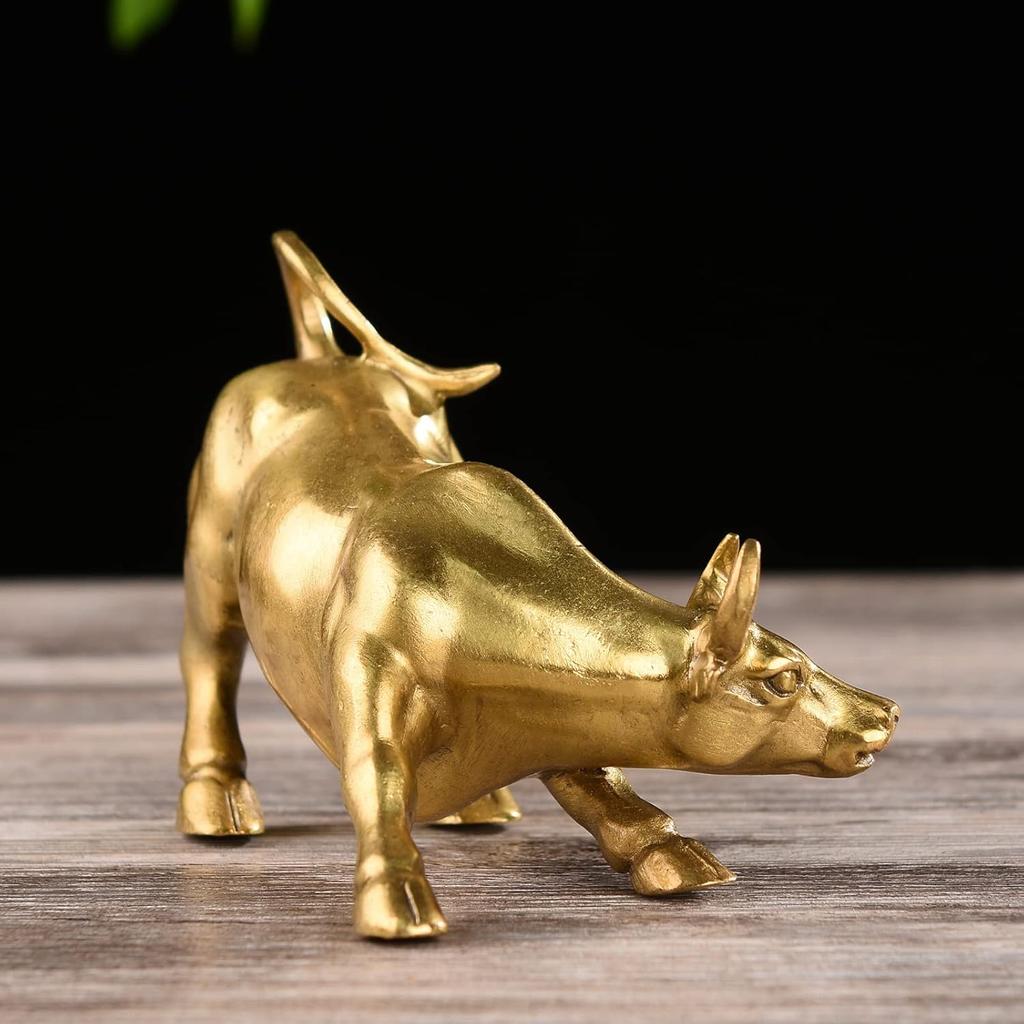 BRASSTAR Brass Fengshui Handmade Bull OX Statue Charm Lucky Wealth Figurine Business Gift Home Decoration TQGJPT1