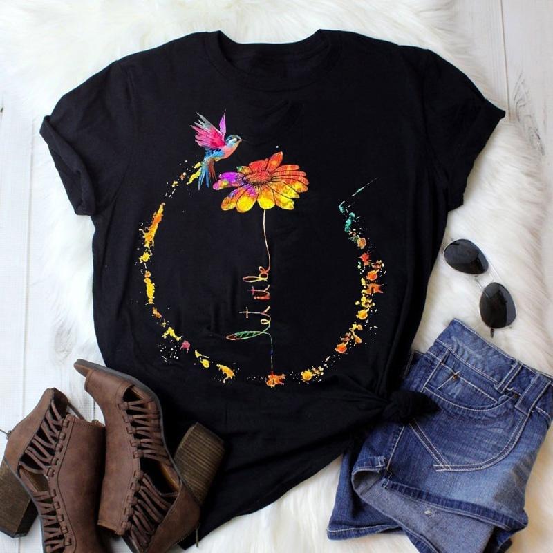 Women Fashion Short Sleeve Summer Shirt Casual Graphic Print Tops Original Let It Be T-Shirt for Female Girls Plus Size