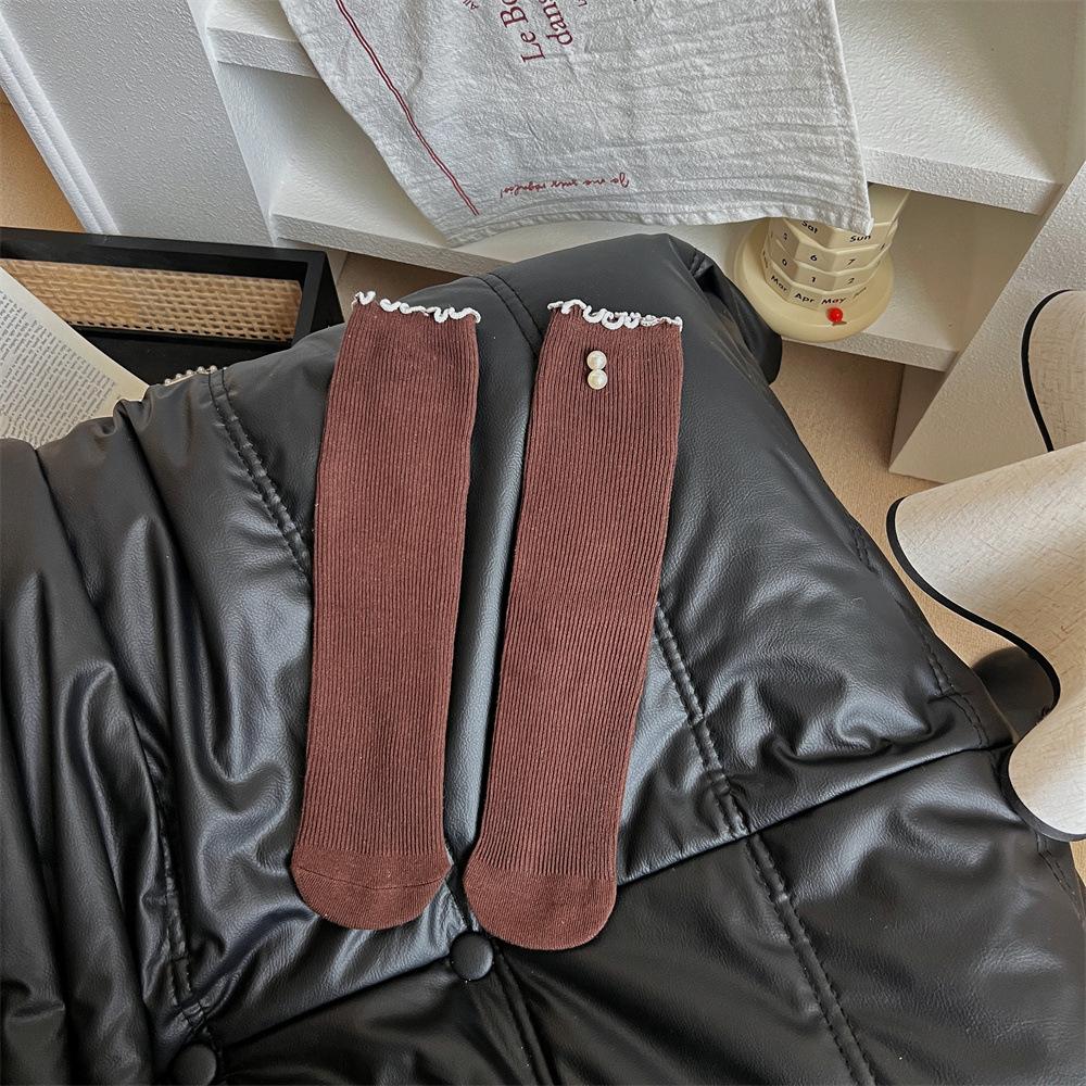 

Носки Pearl Ankara Red, женские, трендовые, винтажные, с грибковым краем, серые, с двойной иглой, женские, средние, трубчатые, штабелируемые носки One Size темно-коричневого