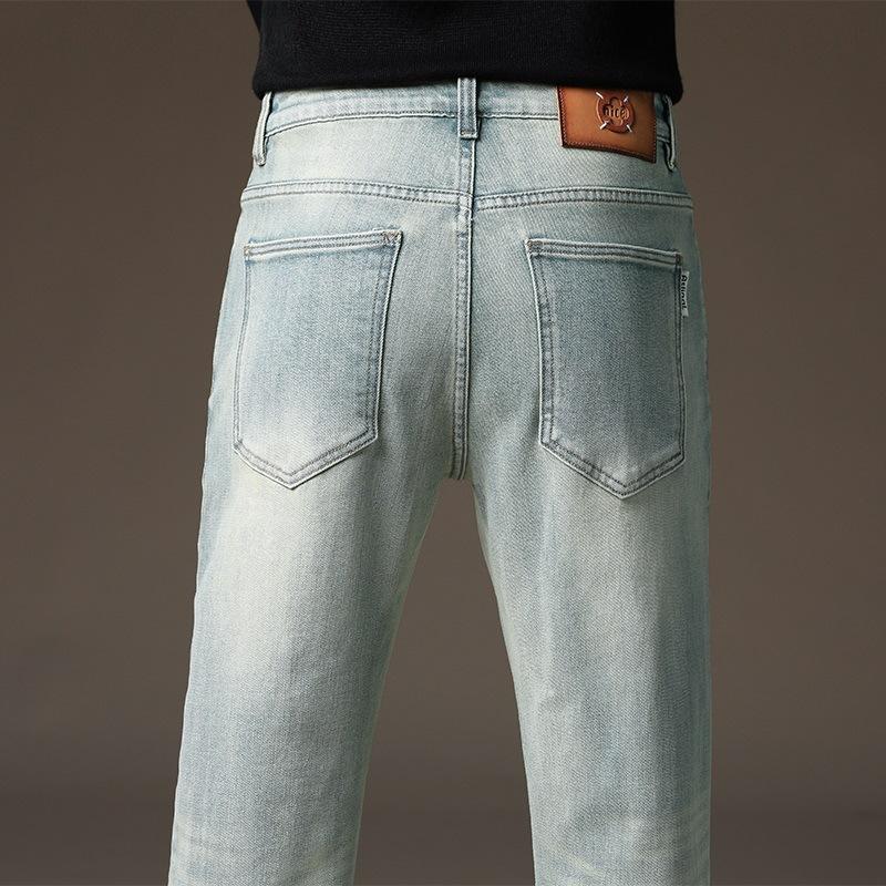 Zippered New Men's Jeans Light Business Straight Jeans Loose Casual Trousers