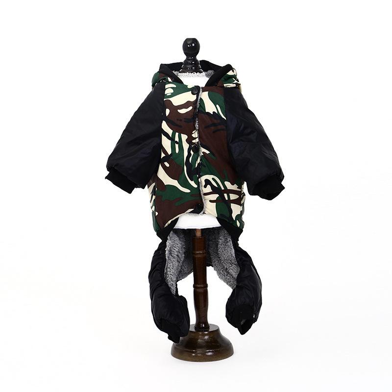 New Dog Padded Warm Camouflage Hooded Cotton Coat Small and Medium-sized Dog Casual Hooded Clothing
