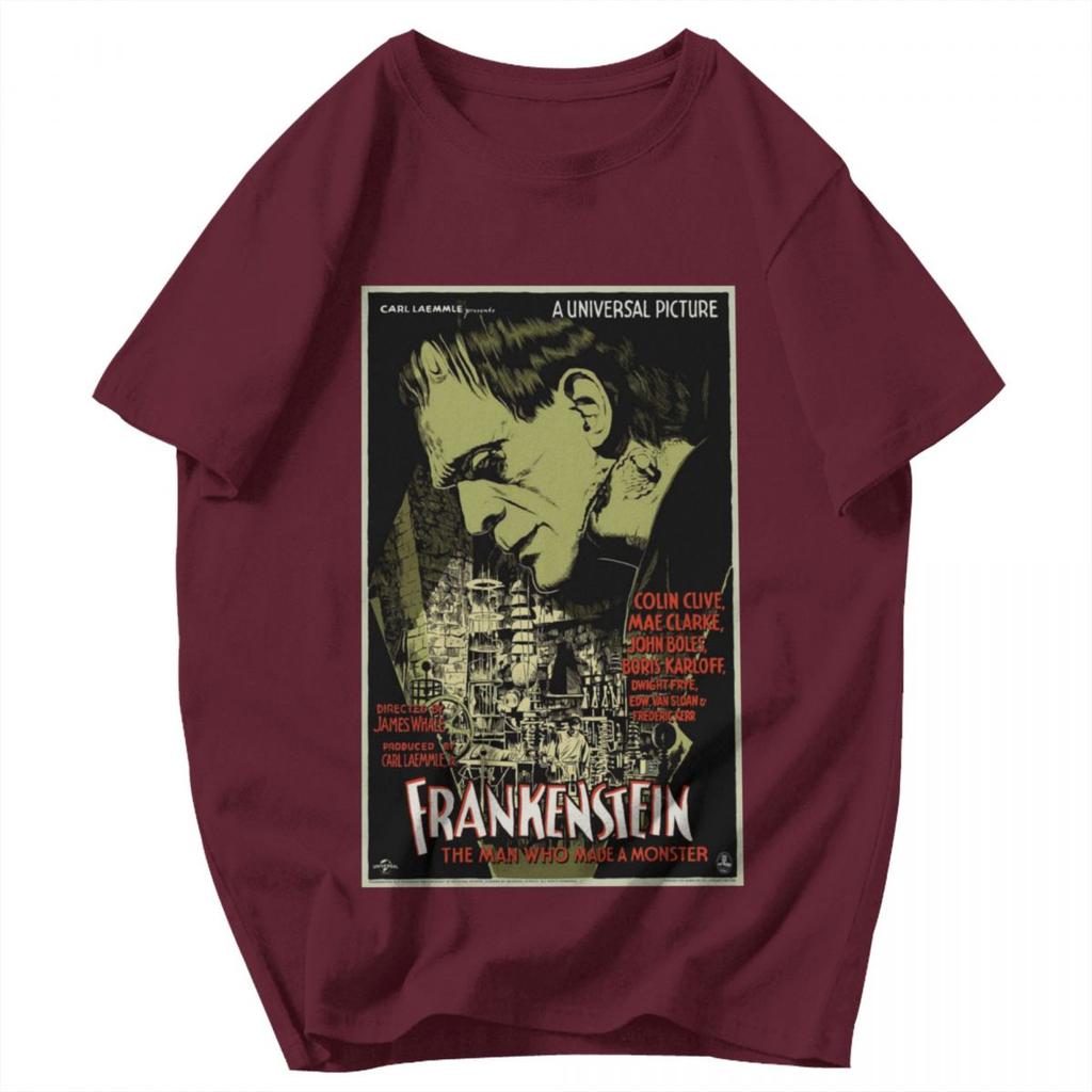Men T Shirt Frankenstei Vintage Cotton Y2K Graphic Oneck Unisex Clothing T Shirts