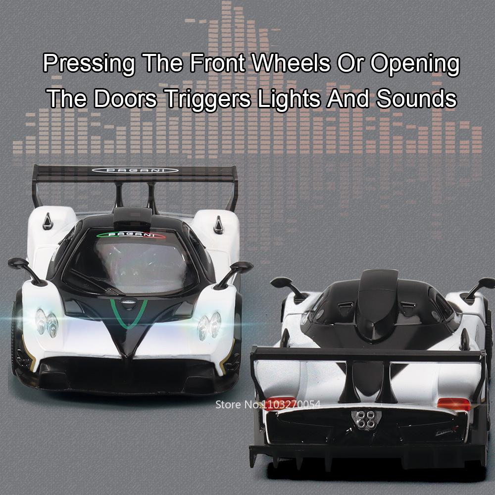 1/32 Pagani Zonda R Diecast Models Huayra Dinastia Alloy Toys Miniature Car Sound Light Pull Back Doors Openned Cars Child Gifts