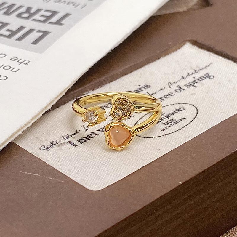 Medieval Personalized Retro Enamel Dripping Oil Inlaid Zir*****Pening Ring Niche Light Luxury High-End Ring Woman