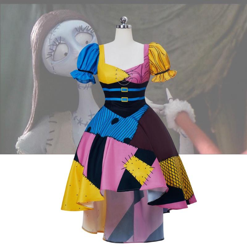 Christmas Nightmare Cosplay Costume Sally Skellington Anime Outfit For Halloween