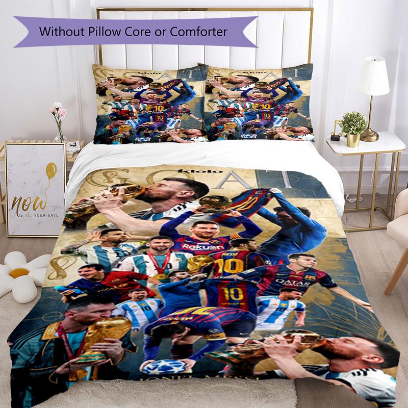 Messi Bedding Set Breathable Duvet Cover with Pillowcases Decorative Bed Linen for Bedroom Home Decoration Birthday Gift