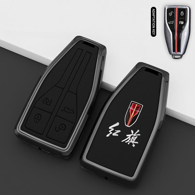Zinc Alloy Leather Car Key Cover Case Bag For Hongqi Hs5 H5 H9 Hs7 H7 L5 Hs3 L9 Holder Shell Protector Keychain Accessories