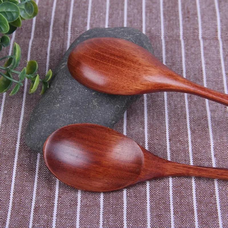 3Pcs Handmade Wooden Spoon Wrapped Wire Large Dessert Rice Soup Spoon Long Handled Kids Spoon Wood Kitchen Tool