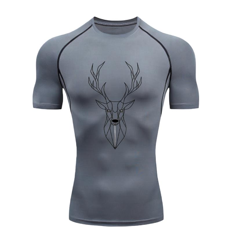 Skull Pattern  Men's Sports T - Shirt Training Fitness Compression Workout T - Shirt Athletic Tees Gym T - Shirts Running