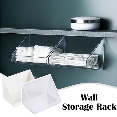 An der Wand montiertes Lagerregal für Badezimmer, Küche, Kleinigkeiten, Organizer, Halter, Kosmetik, Ablage, Make-up-Organizer, selbstklebendes Regal