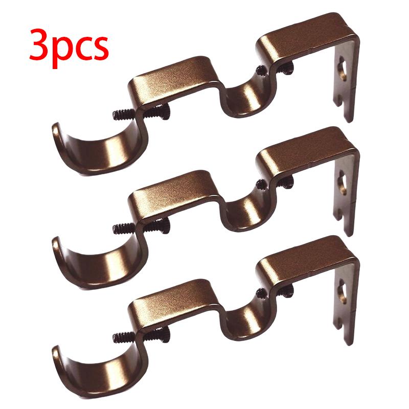 Buy 2Pcs Double Curtain Rod Brackets Holders Pole Support with