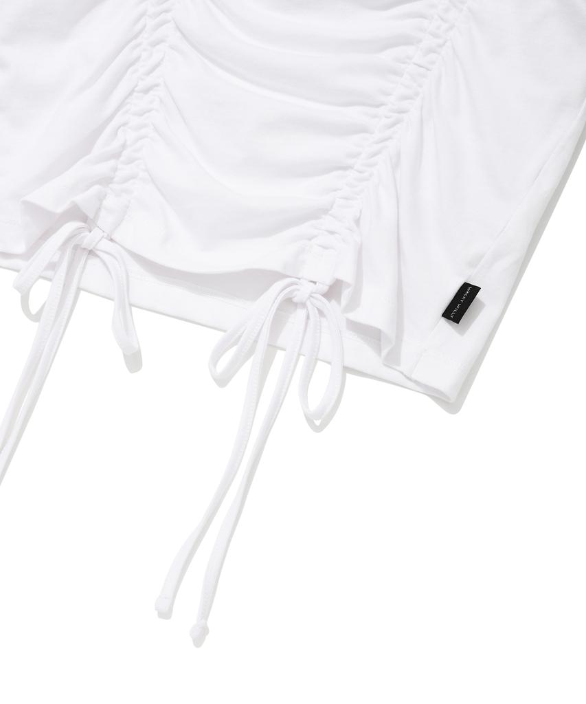 WACKY WILLY Shining Leo Shirred Crop Short Sleeve T-Shirt White