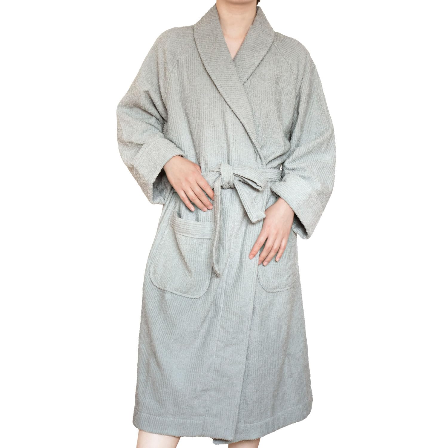 

Прозрачный полосатый Имабари Сделано в Японии с Имабари для мужчин и женщин Халат, Полотенце, Быстросохнущий, Впитывающий, Легкий, Тонкий, 100% хлопок, серый