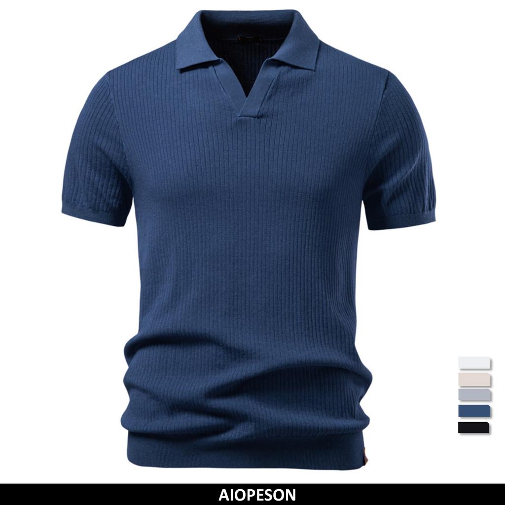 Men's Polo Shirt AIOPESON REGULAR FIT Luxury Solid Color Breathable Polo Old Money