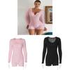 Combinaison moulante longue à manches longues taille haute rose et noire avec fermeture à boutons pour le sport