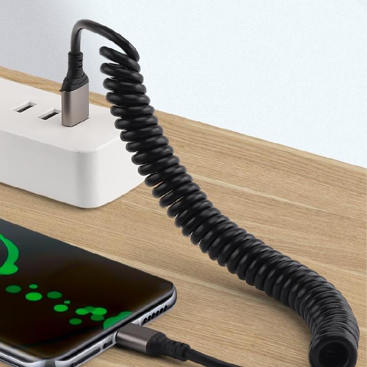 Telescopic Type C Data Cable Male to Male Connectors Wire Type C Spring Coiled Cord Support Data Transfer for Phones