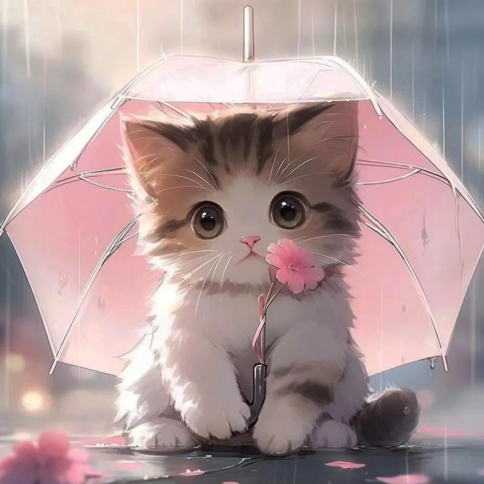 New Arrivals Diamond Painting Animal Cat 5d Diy Full Drill Mosaic Umbrella Art Gift Home Decoration Craft Kit