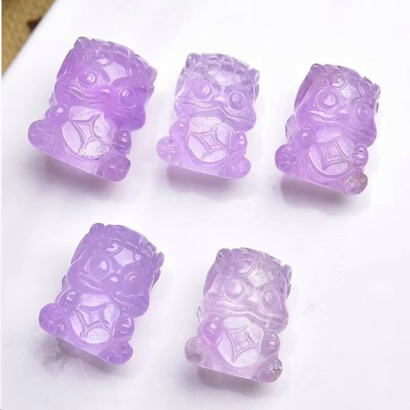 Amethyst Butterfly Flower Charm: Buddha, Nine-Tailed Fox, Cat, Rabbit, Crystal Bear Pendant