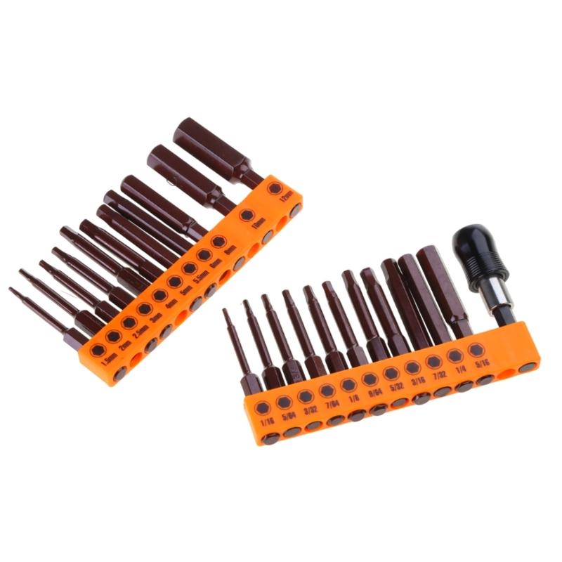 23 Piece Set of Impact Drill Hex Head Wrench Bits for Heavy Duty Screw Driving Magnetic Key Drill Bits