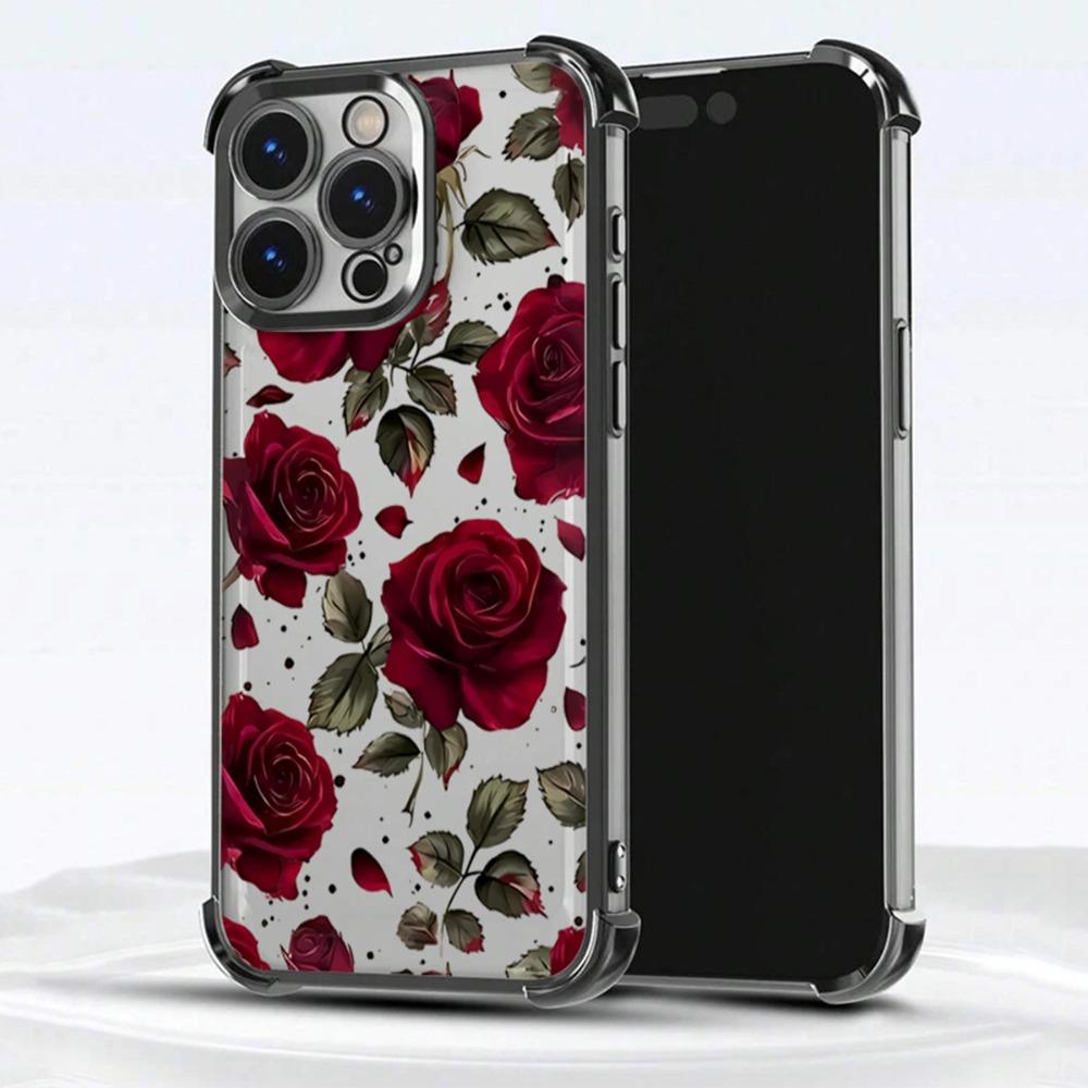 Transparent floral pattern phone case suitable for iPhone 17 16 15 14 13 12 11 Pro/Max/Plus anti drop and shockproof back cover