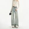 Women's Retro Denim Blue Wide-Leg Jeans - Spring 2025 Collection
