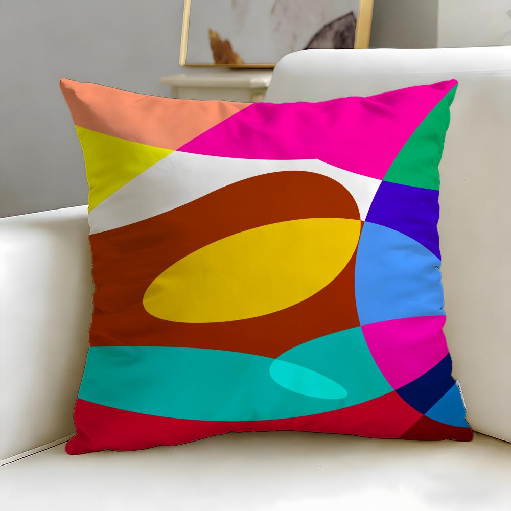 Art Theme Abstract Curve Colors Cushion Cover Soft  EasyWash Pillow Case  Versatile for Couch Bed Travel and Office