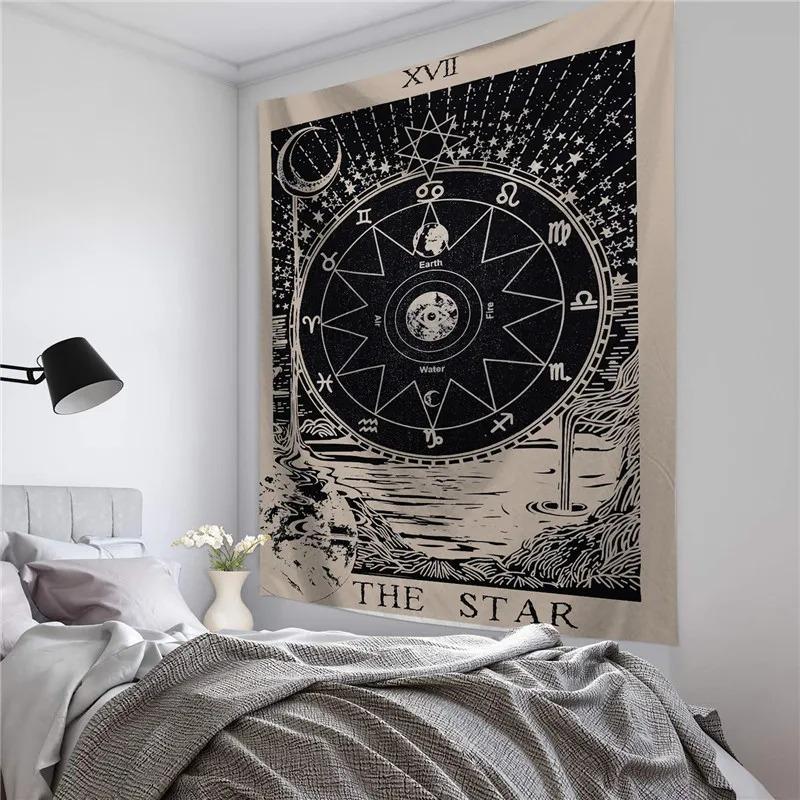 Taro Scandinavian Ins Style Ink Tapestry Bohemian Style Wall Hanging Bedroom Background Wall Decoration
