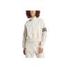 adidas Originals Trefoil Logo High Collar 3-Stripe Zip-Up Sports Jacket Women Jacket Miracle-White IB7316