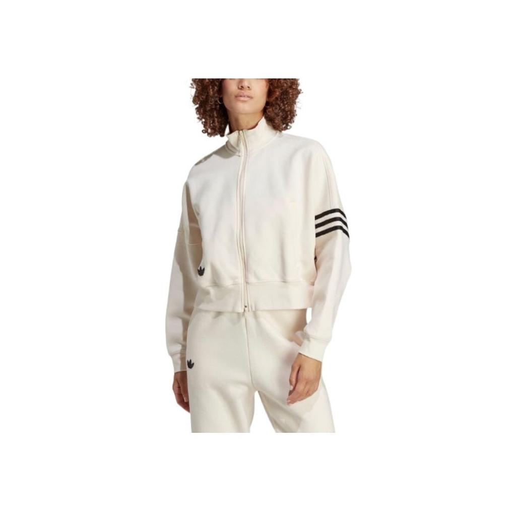 adidas Originals Trefoil Logo High Collar 3-Stripe Zip-Up Sports Jacket Women Jacket Miracle-White IB7316