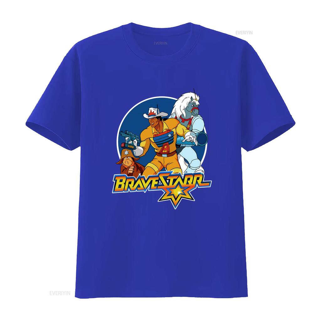 Vintage BraveStarr Cartoon Print Mens T Shirt S 5XL Long or s Retro Western Sci Fi Design vintage Washed Slightly graphic