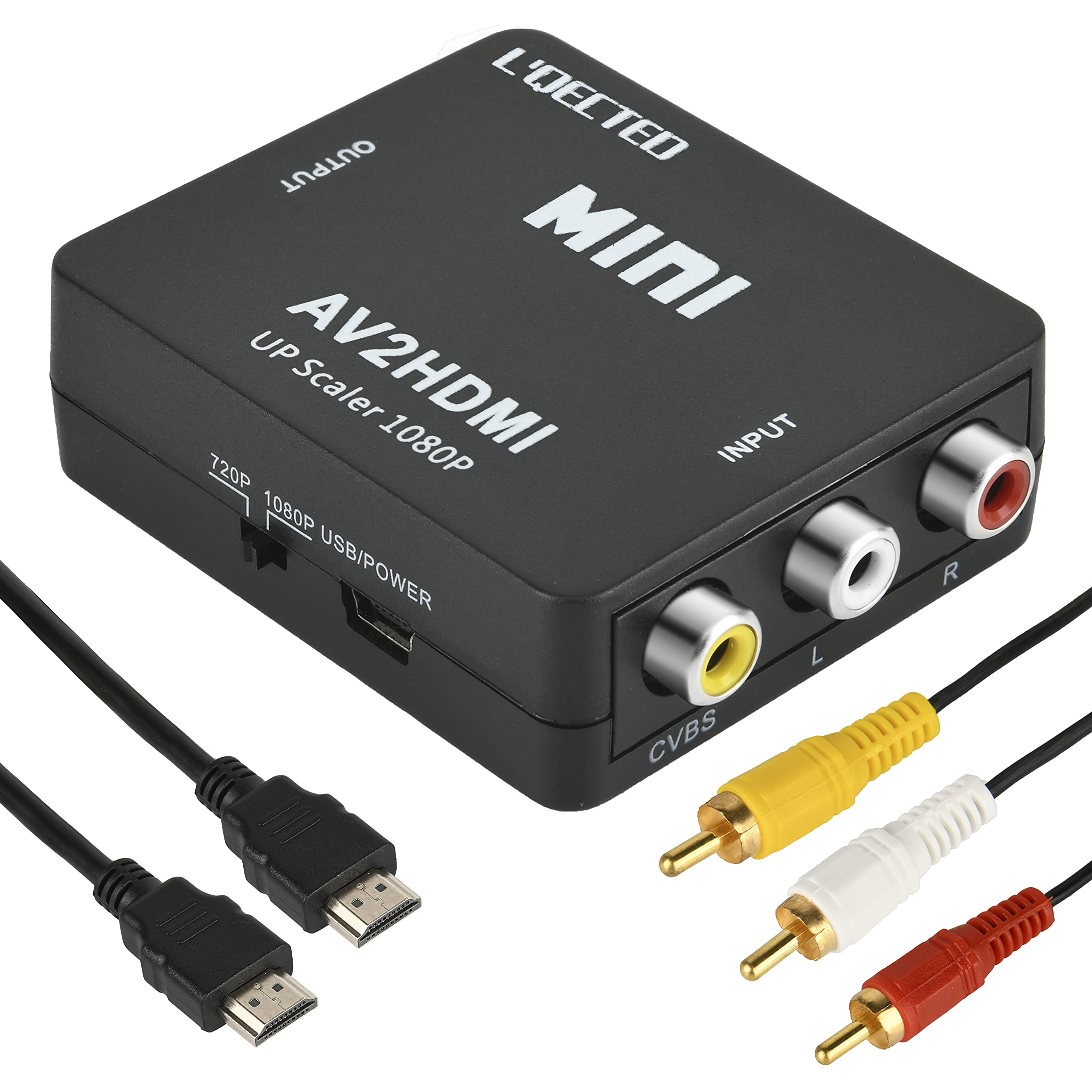 

RCA to HDMI AV2HDMI Audio Compatible with Super VCR and Includes and RCA Cables and L QECTED Converter, 1080/720P Switching, Transfer, PS2, Nintendo,
