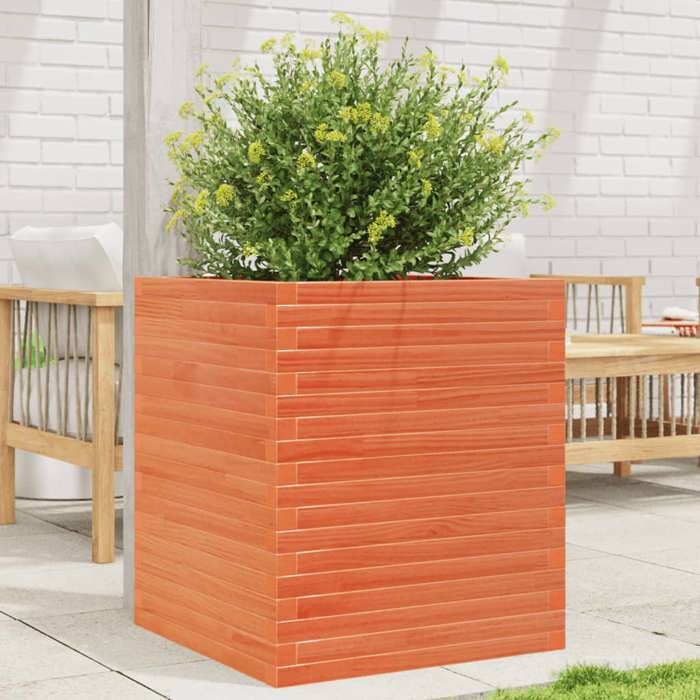 VidaXL Planter Wax Brown 60x60x68.5 Cm Solid Pine Wood, Outdoor Planter, Flower Box, Tomato Planter, 3282471