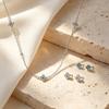Europe S925 Sterling Silver Four-Leaf Clover Zircon Necklace and Earrings Set