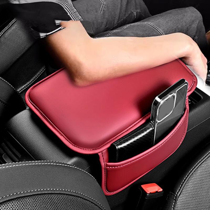 

Подушка для подлокотника автомобиля SEAMETAL, подушка для подлокотника из искусственной кожи с сумкой для хранения с обеих сторон красный