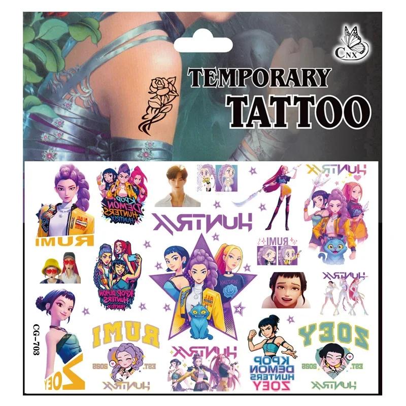 Dämonenjäger Thema Tattoo Aufkleber Geburtstagsdekoration KPOP Anime Party Aufkleber Geschenkfüller Kinder Babyparty Partyzubehör