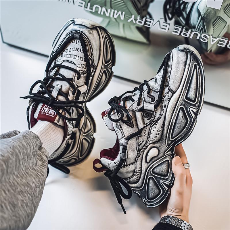 Casual shoes men's new retro dad shoes platform heightening sports shoes teen trend fashion wipe old men's shoes