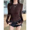 Slim-fit Short Bottom Long-sleeved Shirt for Women, Sexy Body Long-sleeved Bottom Top for Women