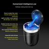 Car Ashtray with Lid Smell Proof Stainless Steel Blue Led Portable Ashtray Cup for Auto Fireproof Shell One Touch Open
