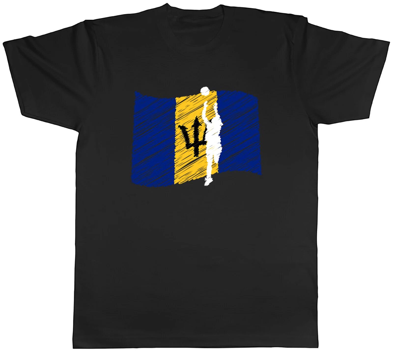 Netball Barbados Flag Mens Unisex T-Shirt Tee XXL