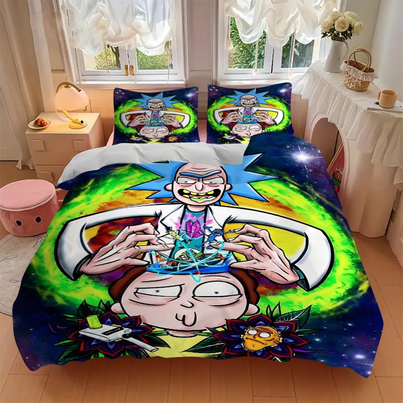 Rick Morty Dobrodružný Potisk 3dílná Sada Povlečení Povlak na Peřinu Se 2 Povlaky na Polštář Domácí Dárek k Narozeninám