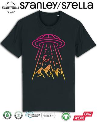 Herren Fliegende Untertasse Strichzeichnung T-Shirt Lustiges UFO Baumwolle Aliens Kostüm T-Shirt