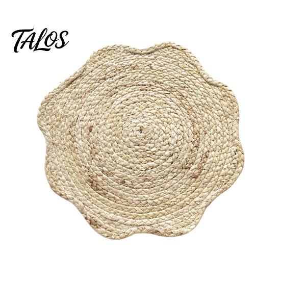 Placemat for Soup Pots Natural Corn Husk Placemat, Heat Resistant Non Slip Temperature Insulating Table Mat, Floral Design, Durable Grass Weaving