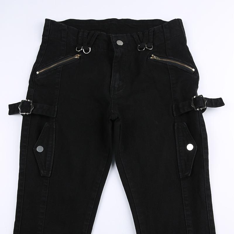 WTEMPO Značka Retro Street Hot Girls Styl Low Pas Micro Flare Jeans Osobnost Kapsa Ležérní kalhoty Ženy Micro Flare Kalhoty