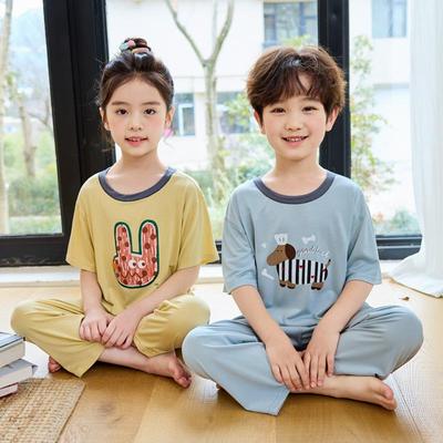Jugend-Frühling/Sommer Lyocell-Pyjamaset: Kurzarm & Lange Hosen für Jungen & Mädchen