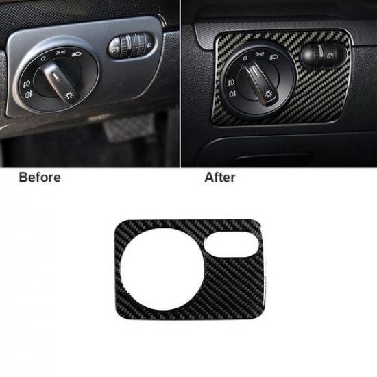 Carbon Fiber Interior Front Headlight Switch Cover For VW Golf 6 MK6 GTI 2008-12