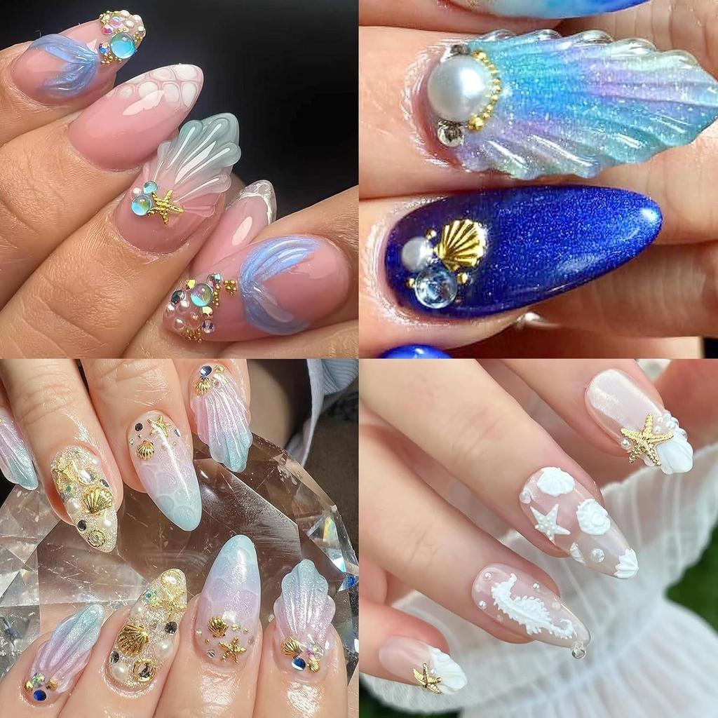 3D Ocean Style Nail Art Accessories: Seahorse, Octopus, and Seashell Metal Rivets for Nail and Phone Case Decoration