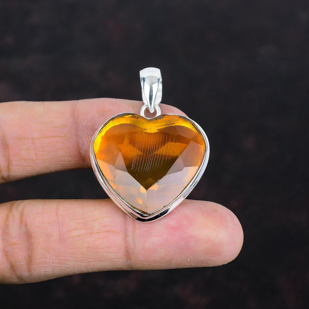 Faceted Citrine Pendant Natural Gemstone Pendant 925 Sterling Silver Pendant Beautiful Citrine Jewelry Handmade Dainty Pendant Gifts For Her